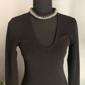 Formal long sleeve dress w/  embellished choker